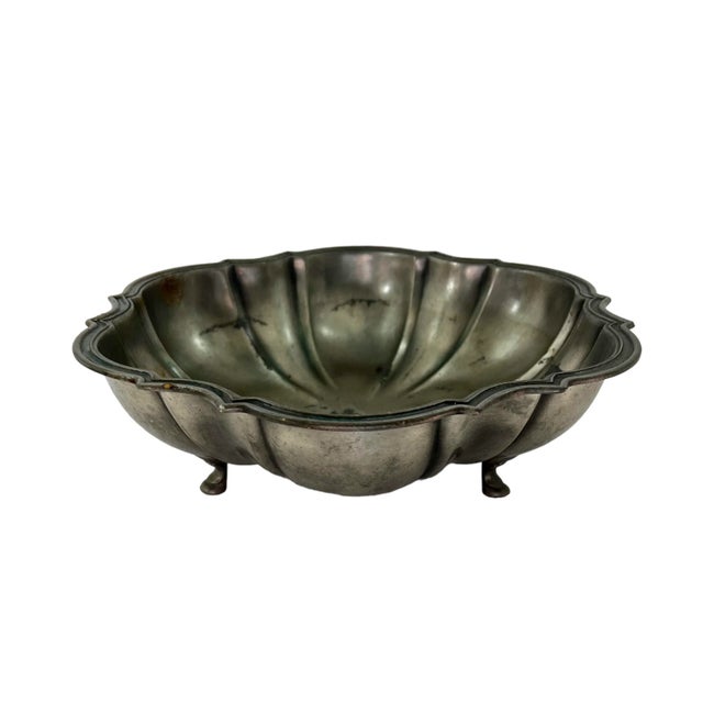 Mid Century Modern Rose International Etain French Pewter Scalloped Lobed Metal Bowl, France For Sale - Image 13 of 13