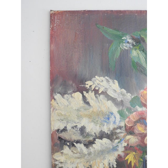 Mid 20th Century Mid 20th Century Pink and White Floral Still Life Painting For Sale - Image 5 of 7