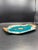 Mid-Century Modern Vintage MCM Georges Briard Teal & Gold Butterfly Curved Glass Tray W/ Wood Handles For Sale - Image 3 of 10