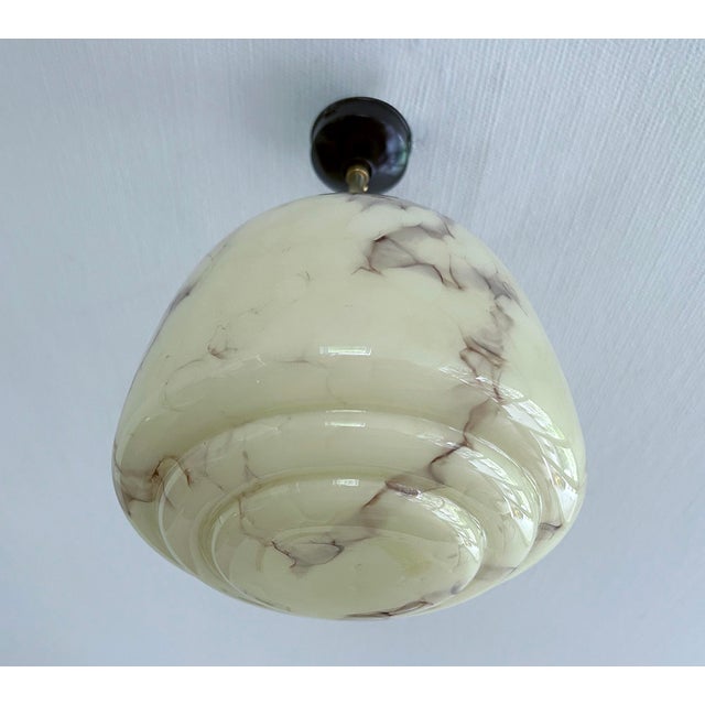 Art Deco Pendant Light in Marble Glass, 1930s For Sale - Image 10 of 18
