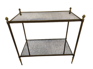 Brass Console Table and Golden Mirror, 1970s