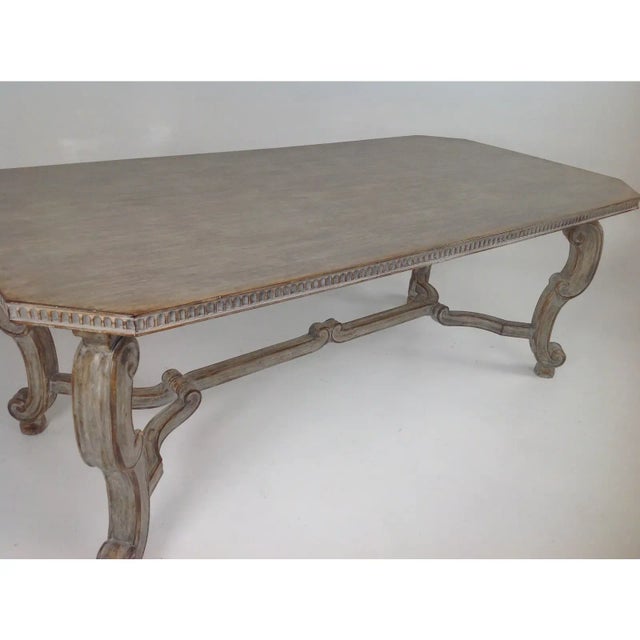 Large Shabby Chic Gray Ceruse Dining Table For Sale - Image 4 of 8