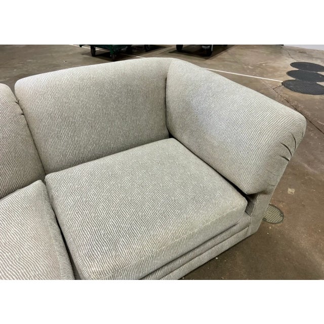 Metal Vintage Mid Century Modern Milo Baughman Style Chrome Base 3 Piece Sectional Sofa For Sale - Image 7 of 8