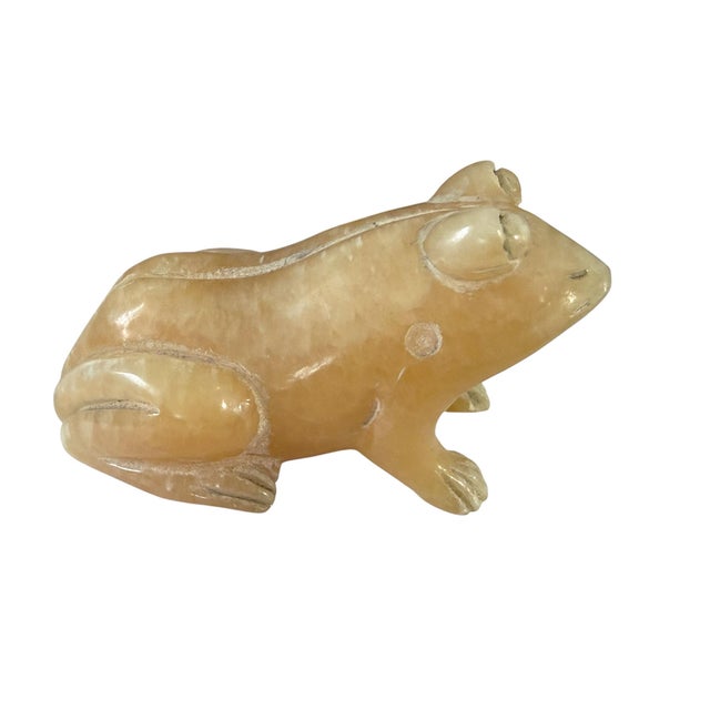 Folk Art Vintage Set of Two Hand-Carved Frog Sculptures/ Soapstone /Agate For Sale - Image 3 of 9