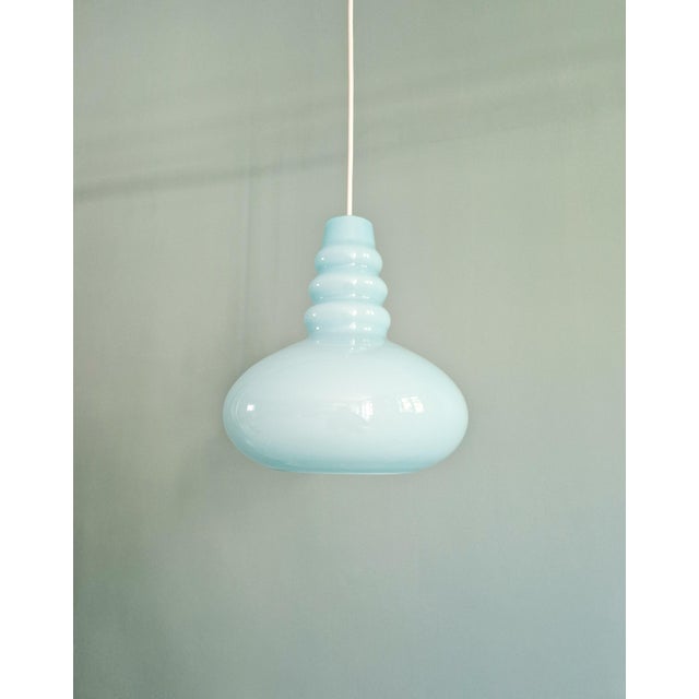 Space Age Pendant Light in Blue Opaline from Peill & Putzler, 1970 For Sale - Image 9 of 11