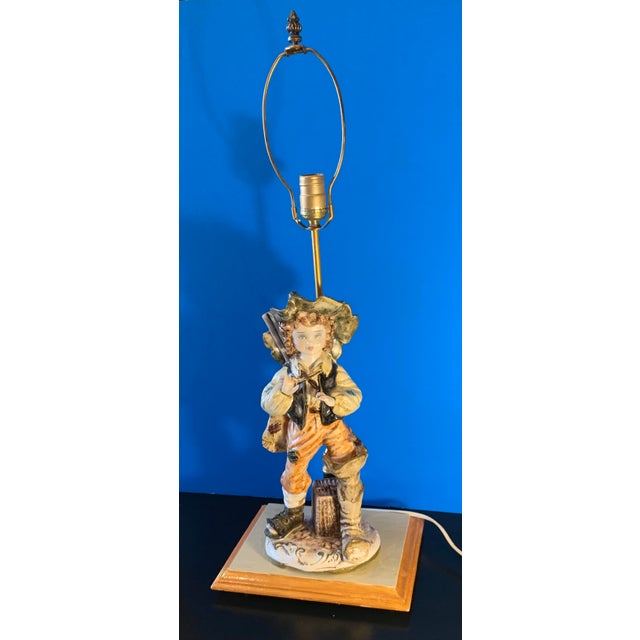 Capodimonte Porcelain Ragamuffin Boy Figural Table Lamp Chairish
