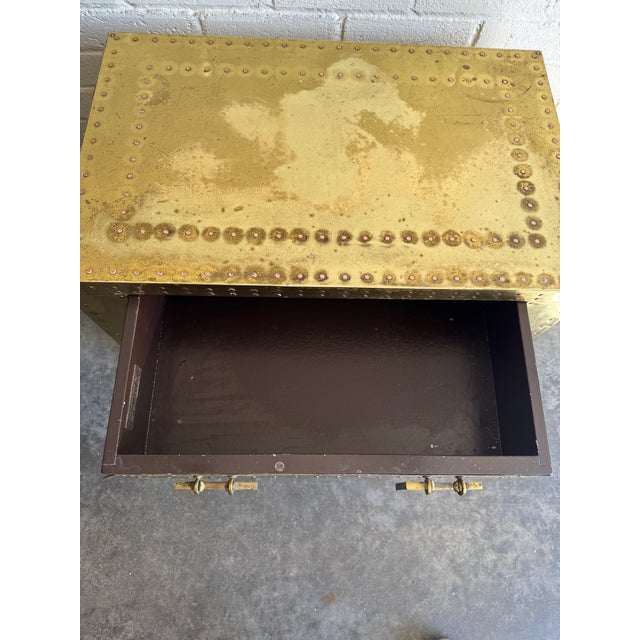Mid-Century Modern 1970's Sarreid LTD Brass Clad Chest of Drawers Nightstand For Sale - Image 3 of 13