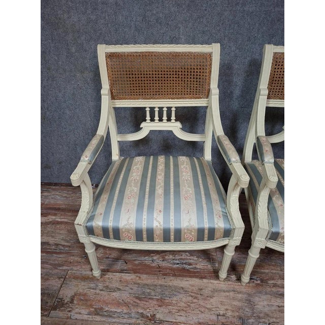 Louis XVI Cane Armchairs, 1880s For Sale - Image 4 of 10