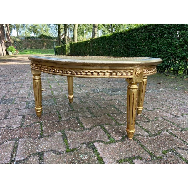 1950s French Louis XVI Gold Beech Cane Coffee Table - 1 Pc For Sale - Image 6 of 7