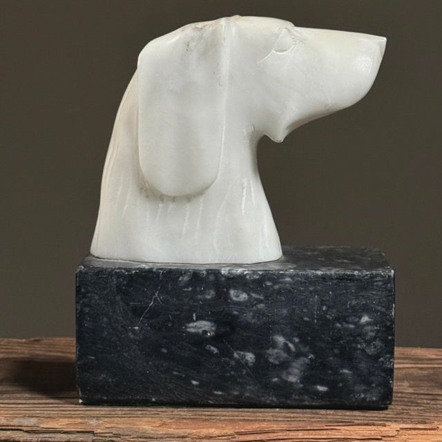 Vintage Italian Hand Carved Alabaster Dog Bookends (Pair) For Sale - Image 9 of 12