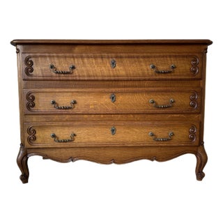 Vintage French Louis XV-Style Oak Three-Drawer Chest For Sale