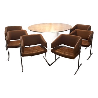 Vintage Set of Six Senior Metal Armchairs, Attributed to Jorge Zalszupin, Brazil, 1950’s. *Acquired at Lagos Antiquario, Rio De Janeiro/Brazil For Sale
