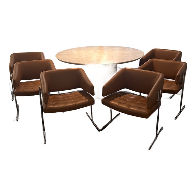 Vintage Set of Six Senior Metal Armchairs, Attributed to Jorge Zalszupin, Brazil, 1950’s. *Acquired at Lagos Antiquario, Rio De Janeiro/Brazil For Sale