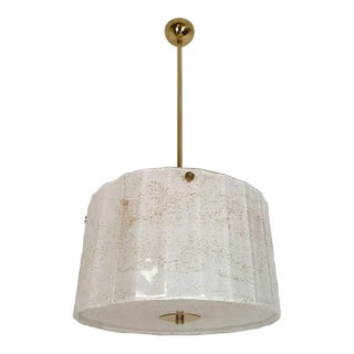 White Murano Glass Drum Chandelier 1970s For Sale