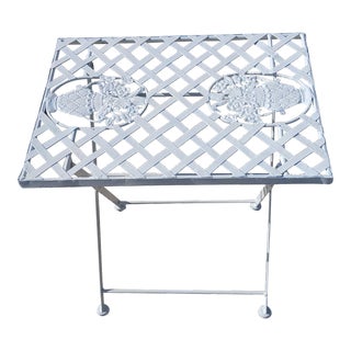 1950s Mid Century Wrought Iron Fold Up Table With Flower Vases Pattern For Sale