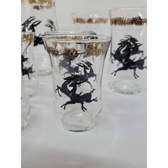 Neo Deco Barware 8 Glasses Pitcher Set Gazelle Supper Club Bar Cart Drinkware For Sale - Image 9 of 15