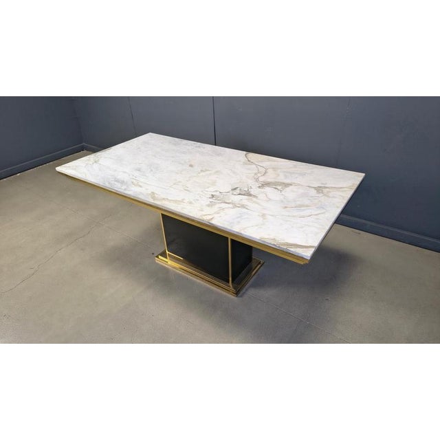 Vintage White Marble and Brass Dining Table, 1970s For Sale - Image 11 of 14