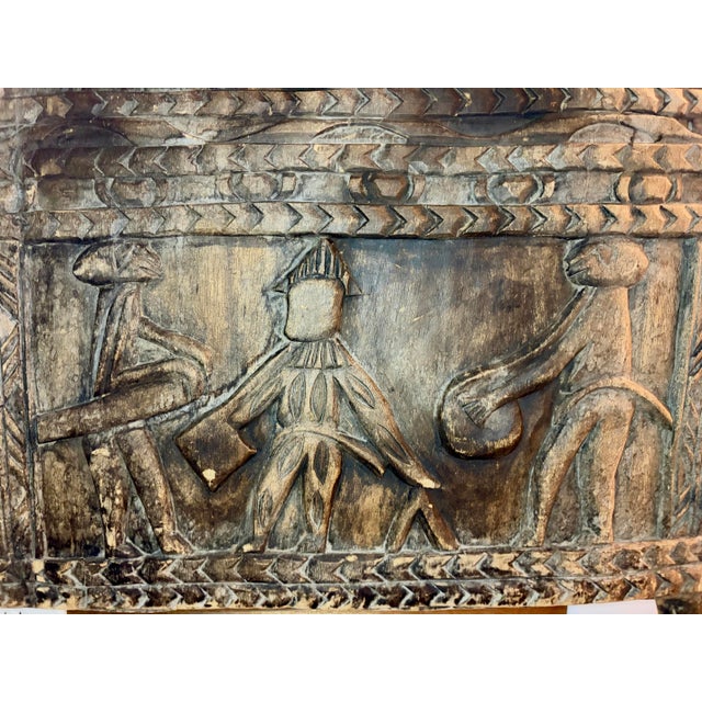 Wood (Circa1880-1950) Hand Carved From Single Slab of Yoruba Art Nigerian Tribal African Dogon Door Panel For Sale - Image 7 of 11