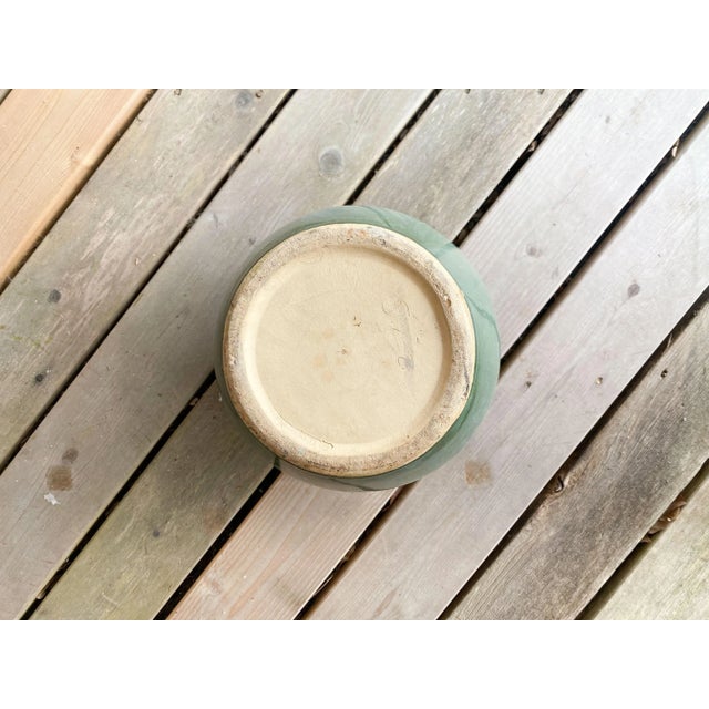 American Large Vintage Green Ceramic Vase For Sale - Image 3 of 5