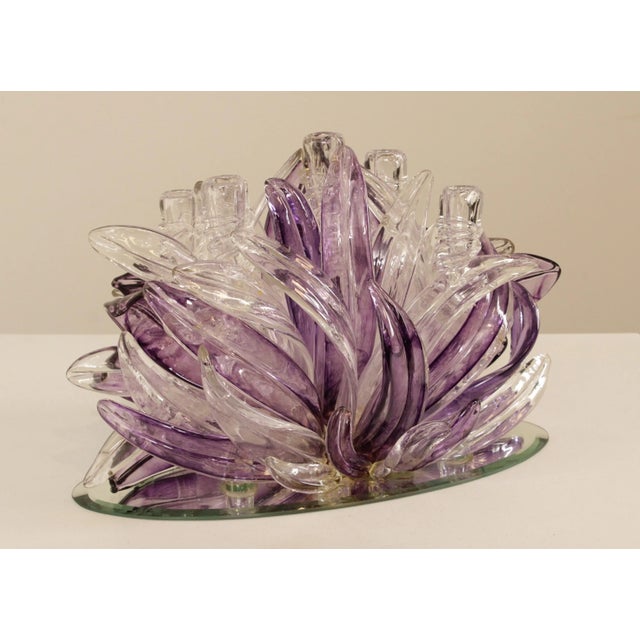 Vintage Hand Blown Art Glass Candle Holder For Sale In Philadelphia - Image 6 of 13