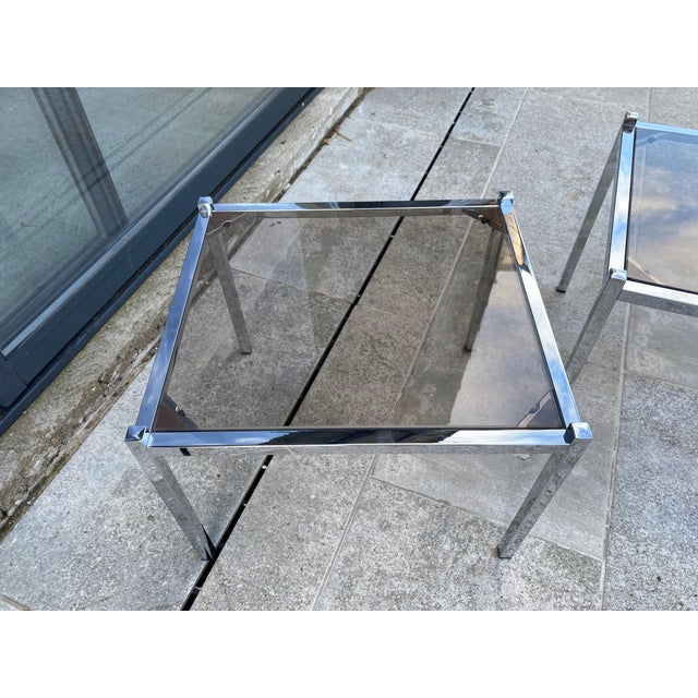 Vintage Chrome and Glass Nesting Tables, 1970, Set of 3 For Sale - Image 3 of 18