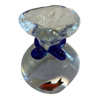 Hand Blown Murano Style Art Glass Fish in a Bag For Sale