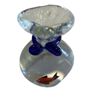 Hand Blown Murano Style Art Glass Fish in a Bag