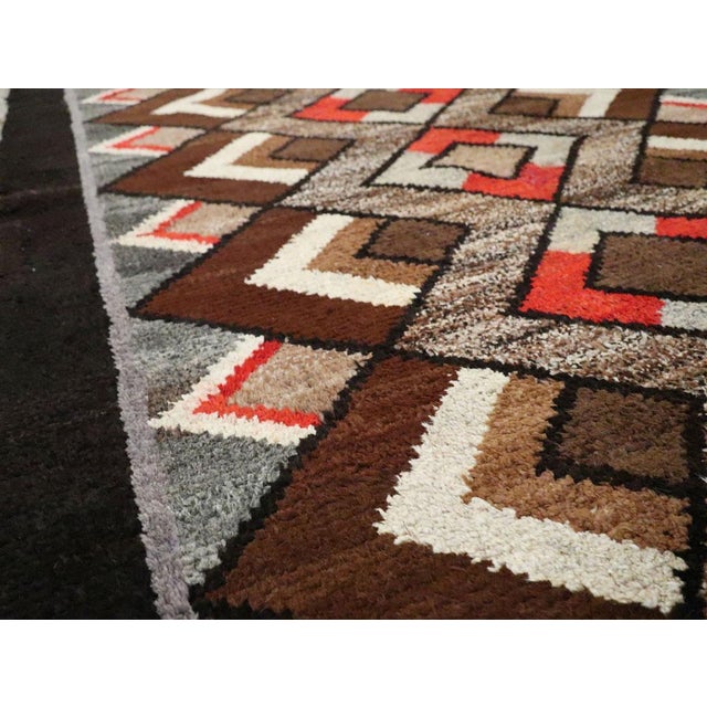 Mid 20th Century Galerie Shabab Collection Mid-20th Century Handmade Polish Geometric Art Deco Style Accent Rug For Sale - Image 5 of 9