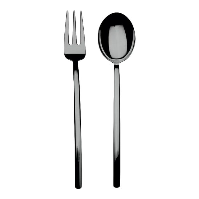 Mepra Due 2-Piece Serving Set (fork & Spoon), Oro Black For Sale