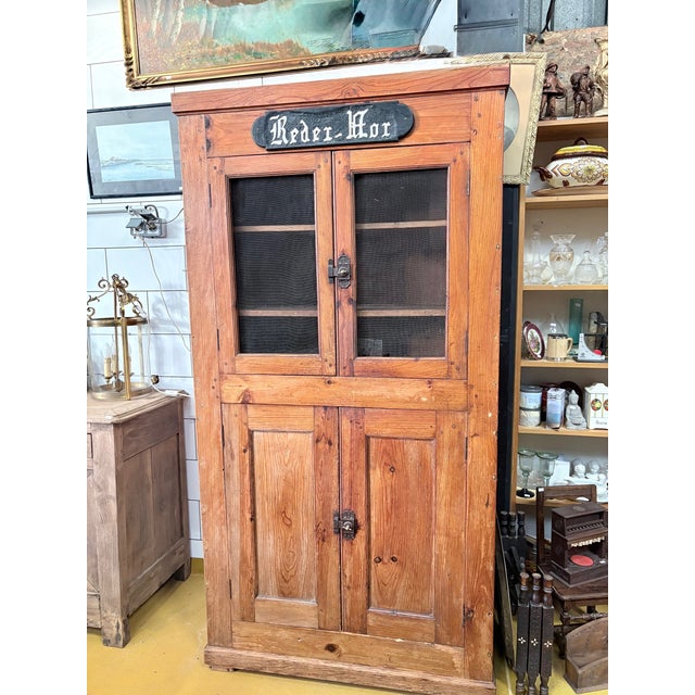 Large Breton Trade Cabinet in Pitch Pine For Sale - Image 11 of 16
