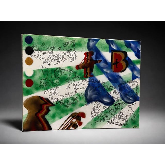 Mid 20th Century Modern Street Art Style Mixed Media Canvas Artwork For Sale - Image 4 of 4