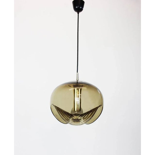 1970s Large German Smoked Glass Pendant Light by Peill & Putzler, 1970s For Sale - Image 5 of 8