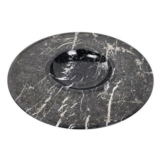 Modern Italian Centerpiece Plate in Black Marble, 1970s For Sale