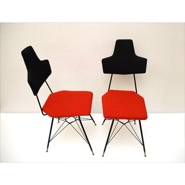 Mid-Century Modern Italian Black & Red Dining Chairs, Set of 4 For Sale - Image 3 of 14