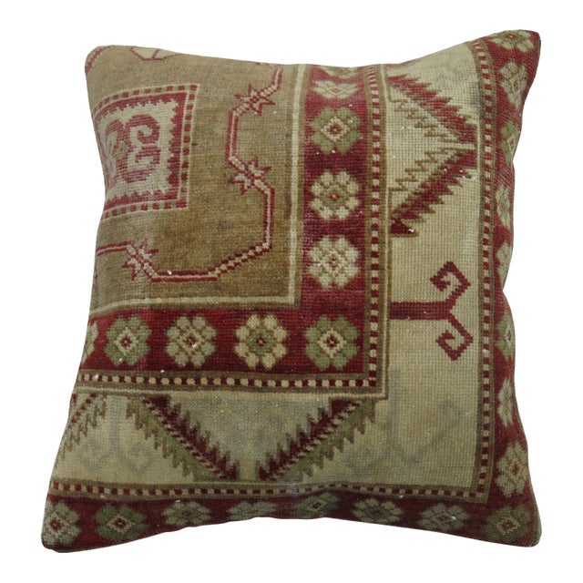 Crimson Red Camel Turkish Rug Pillow For Sale