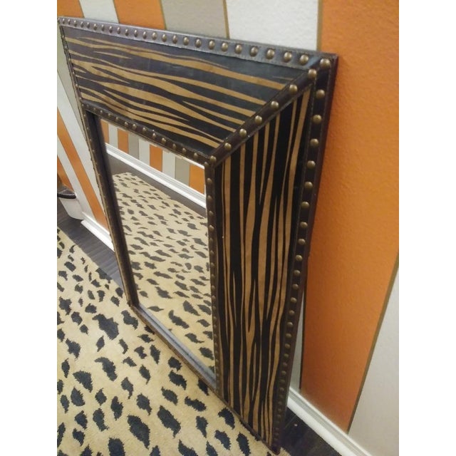 Zebra Print Black Brown Studded Rectangular Wall Mirror Chairish
