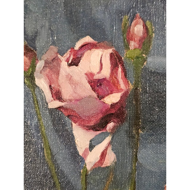 Antique Oil on Canvas Roses Still Life- Signed Pentelei-Molnar For Sale - Image 4 of 12