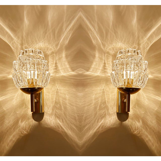 Vintage Glass and Brass Sconces, 1970, Set of 2 For Sale - Image 10 of 18