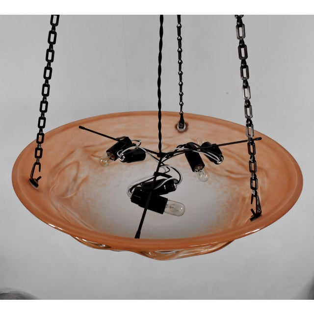 1930s Le Verre Francais Schneider French Art Deco Pendant Light For Sale - Image 10 of 11