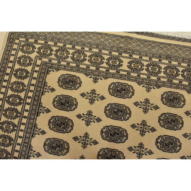 Bokhara Rug 5’2” X 7’8” Beige Wool Tribal Hand-Knotted Oriental Carpet For Sale In Philadelphia - Image 6 of 12