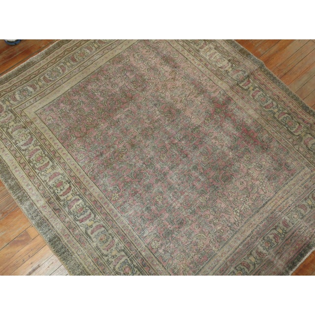 Soft Pink Traditional Worn Antique Rug, 4'9'' X 5'8'' For Sale - Image 4 of 9