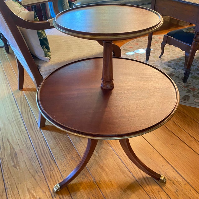 Round Tier Three Leg Regency Salon Table With Gold Claw Feet and Gold Accent For Sale - Image 16 of 18