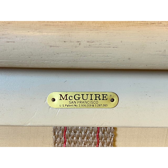 1970s sofa produced by the San Francisco company McGuire, structure in ivory lacquered bamboo, backrest in Vienna straw,...