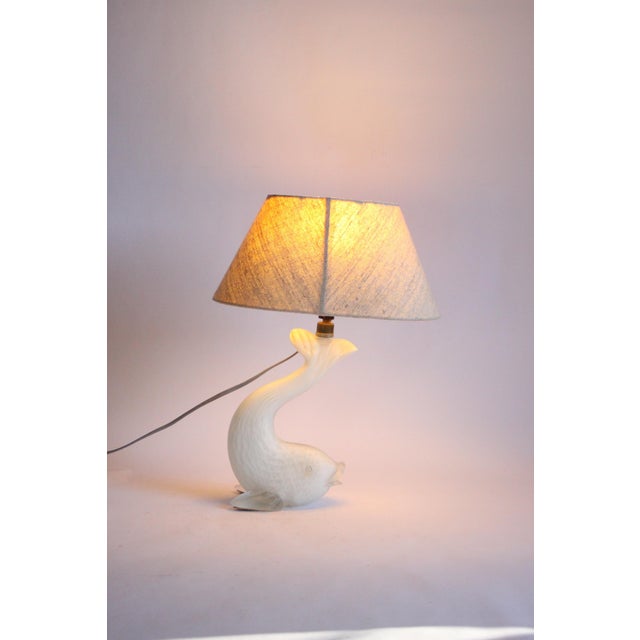 White Murano Glass Fish Lamp, Italy, 1950s For Sale - Image 8 of 18
