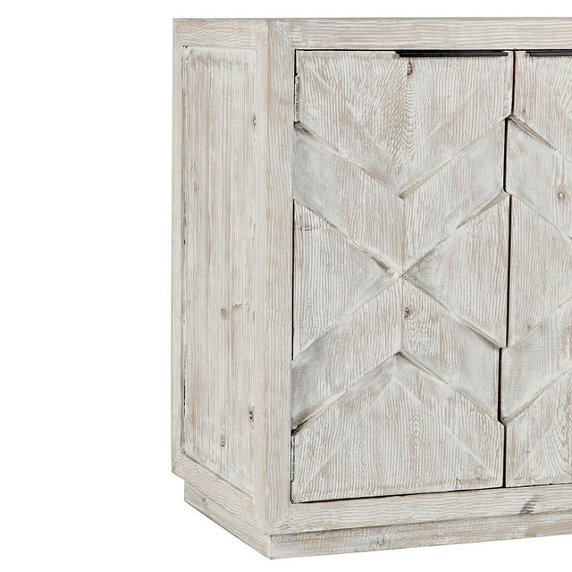 Cream Washed Braided Wood Sideboard Credenza For Sale - Image 9 of 9