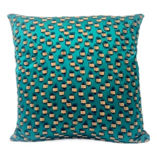 Nobilis Scala Teal Decorative Throw Pillow Cover For Sale