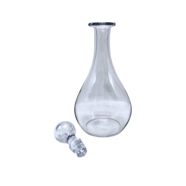 Contemporary Late 20th Century Val St Lambert Crystal Decanter With Stopper Elegant Handcrafted Clear Glass For Sale - Image 3 of 10