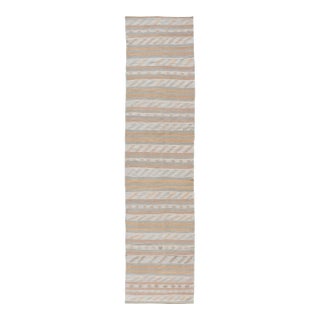 Vintage Turkish Kilim Runner in Soft Cream, Beige, and Peach Tones 2'9 X 12'6 For Sale