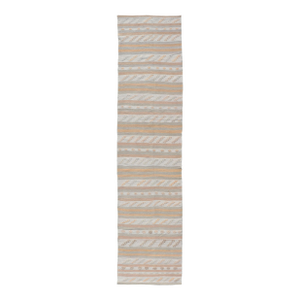 Vintage Turkish Kilim Runner in Soft Cream, Beige, and Peach Tones 2'9 X 12'6