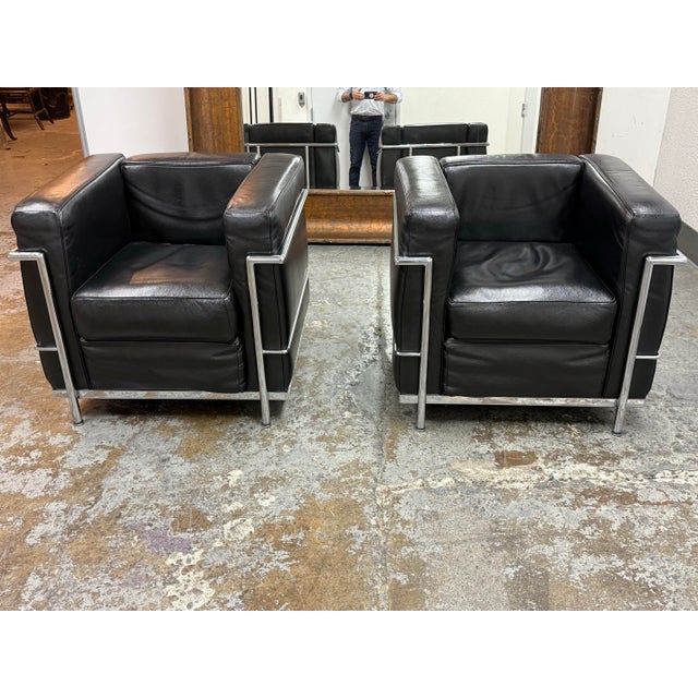 Modern Le Corbusier Style Cube Lounge Chairs, Pair For Sale - Image 3 of 12